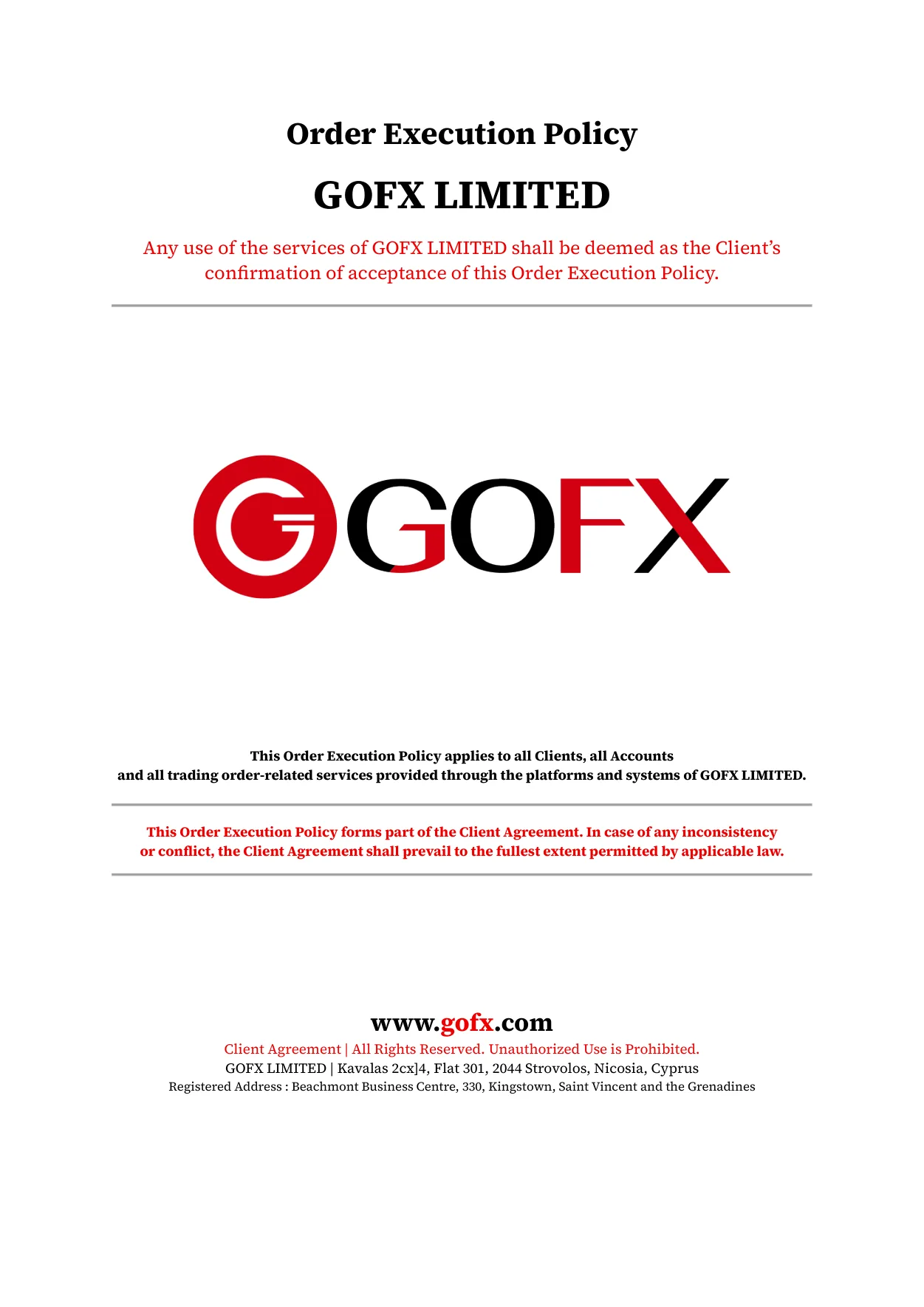GOFX Order Execution Policy page 1