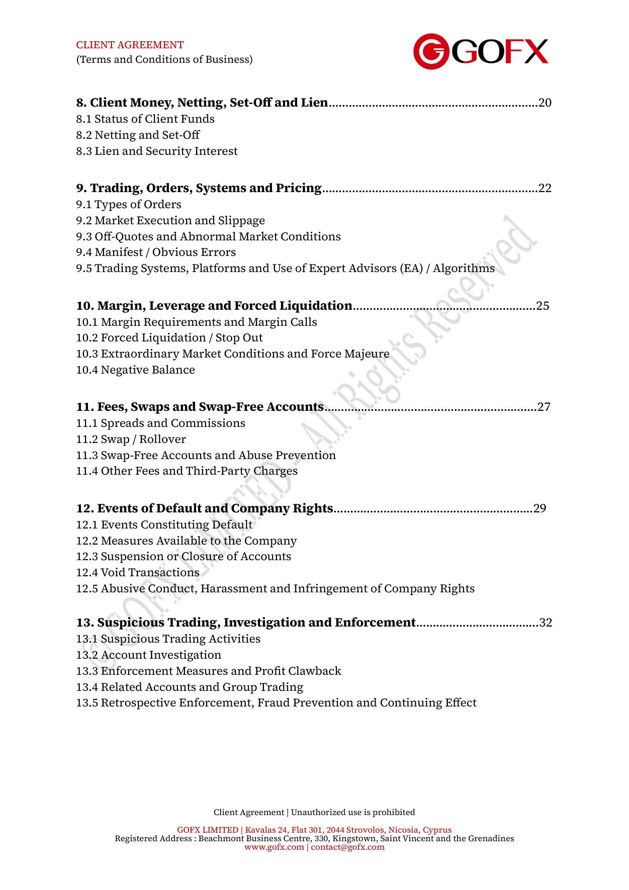 GOFX Client Agreement page 3