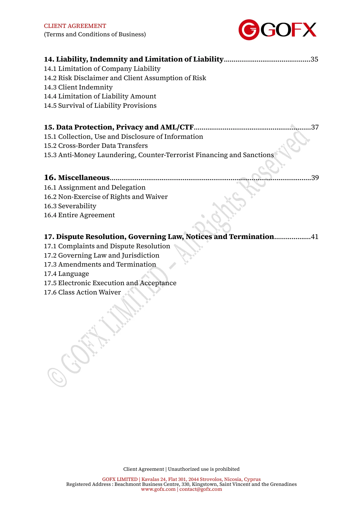 GOFX Client Agreement page 4