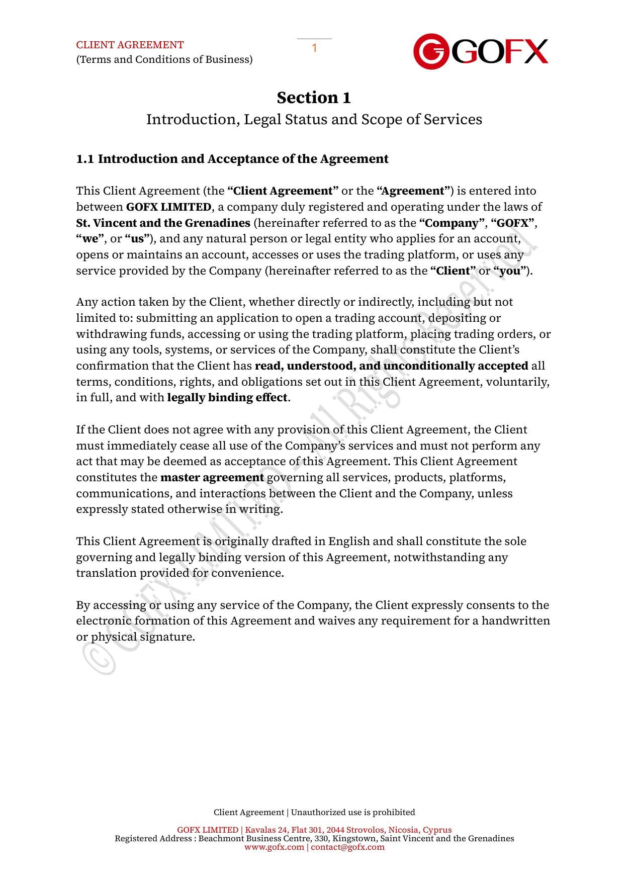 GOFX Client Agreement page 5