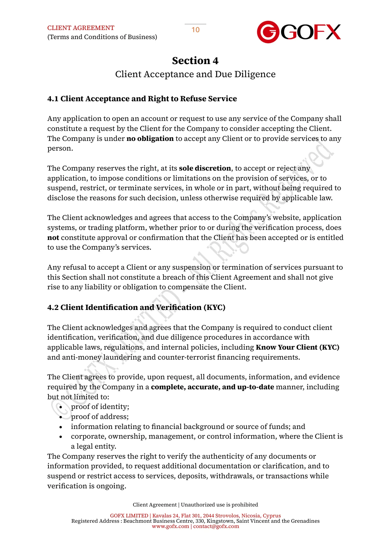 GOFX Client Agreement page 14