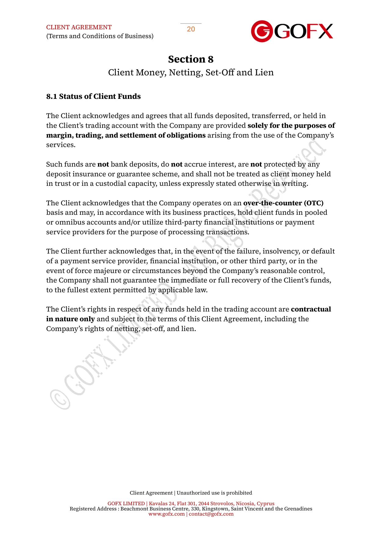 GOFX Client Agreement page 24