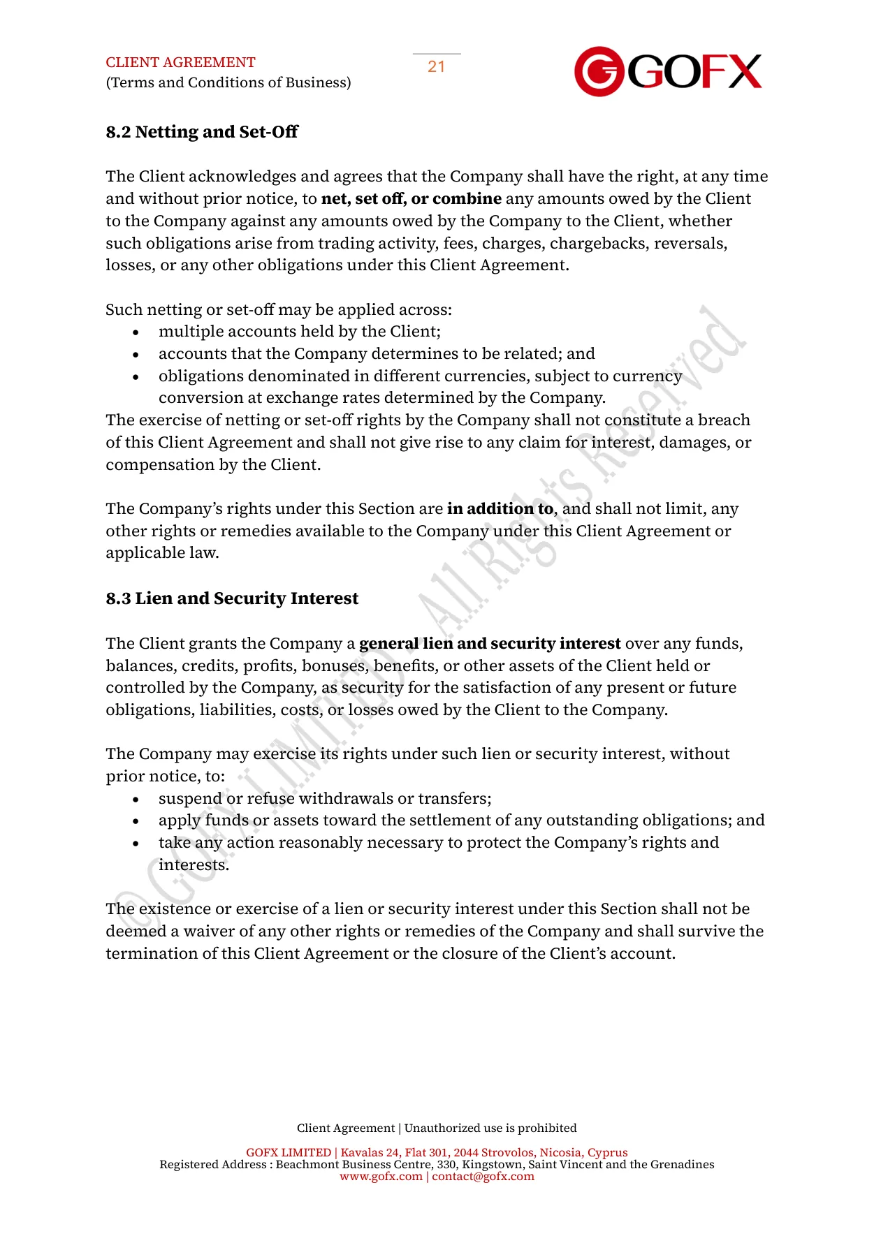 GOFX Client Agreement page 25