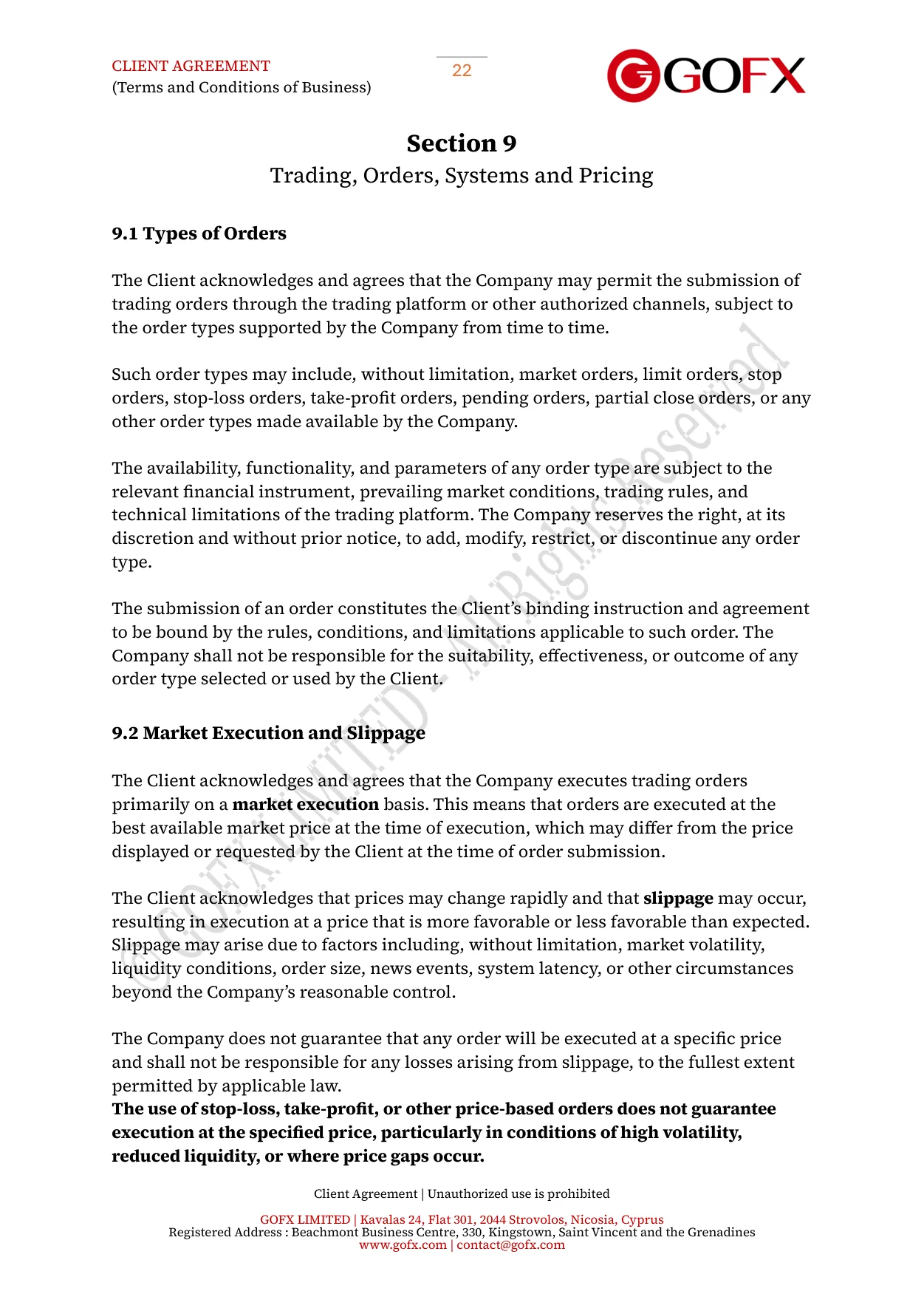 GOFX Client Agreement page 26