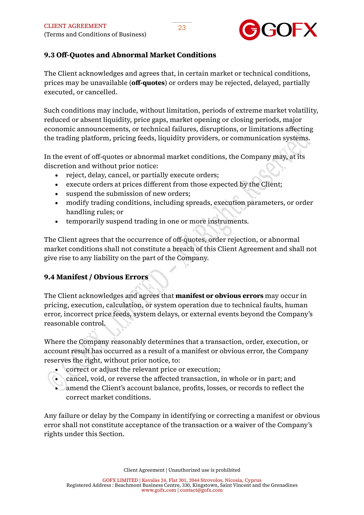 GOFX Client Agreement page 27