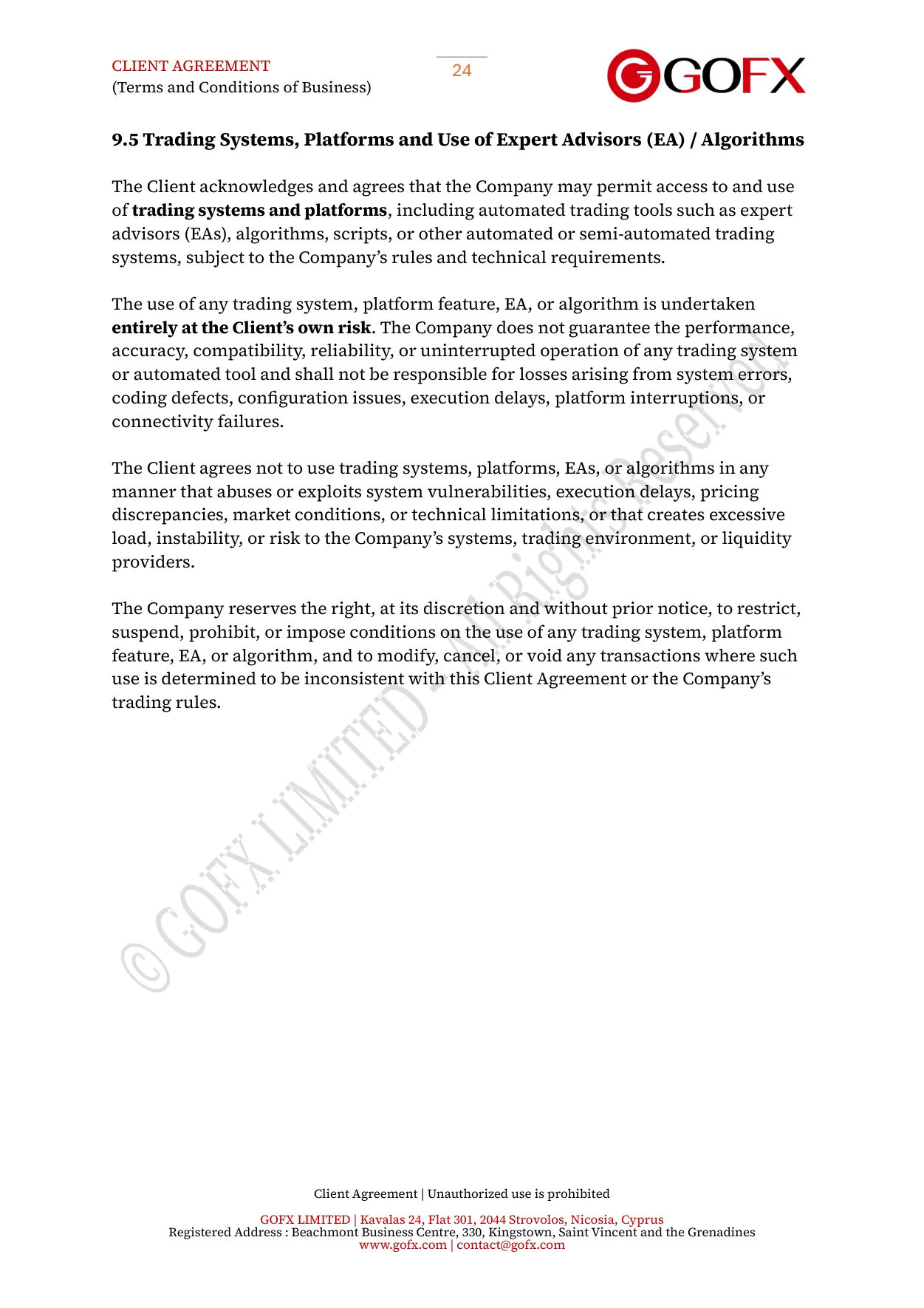 GOFX Client Agreement page 28