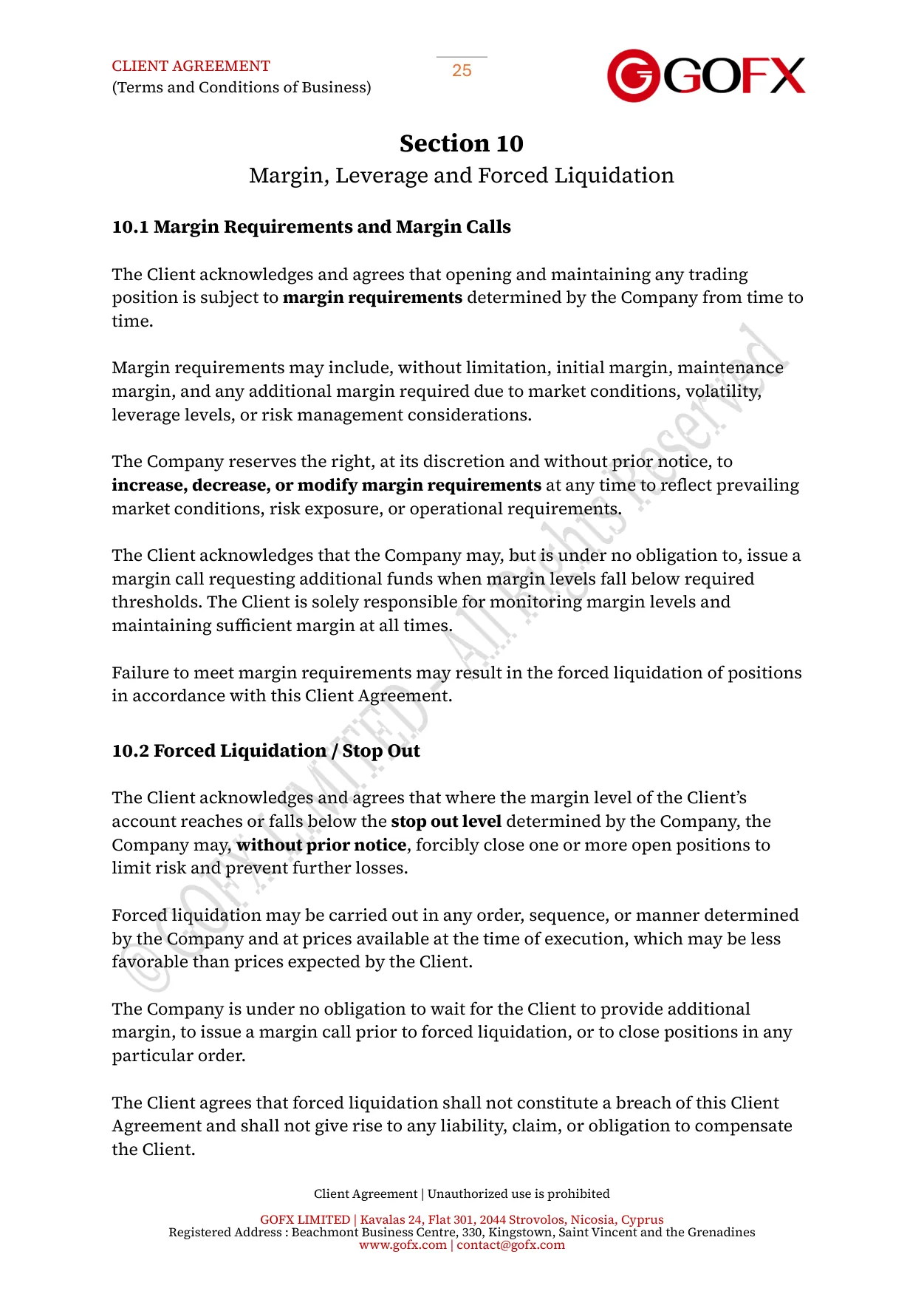 GOFX Client Agreement page 29