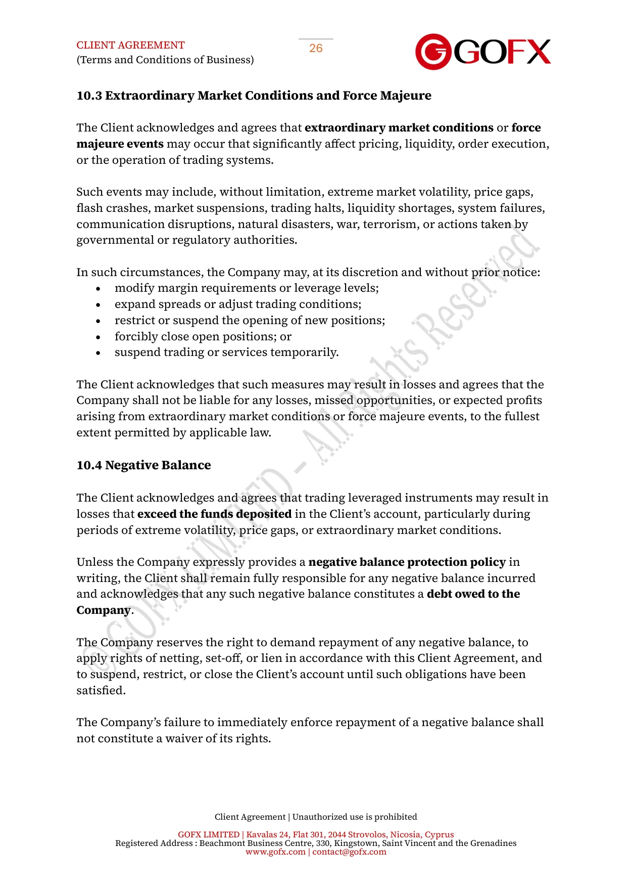 GOFX Client Agreement page 30