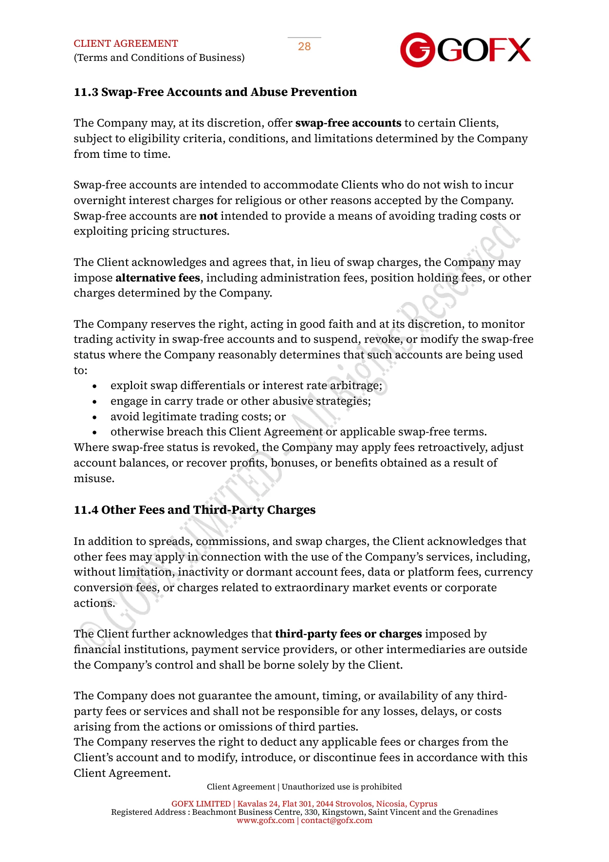 GOFX Client Agreement page 32