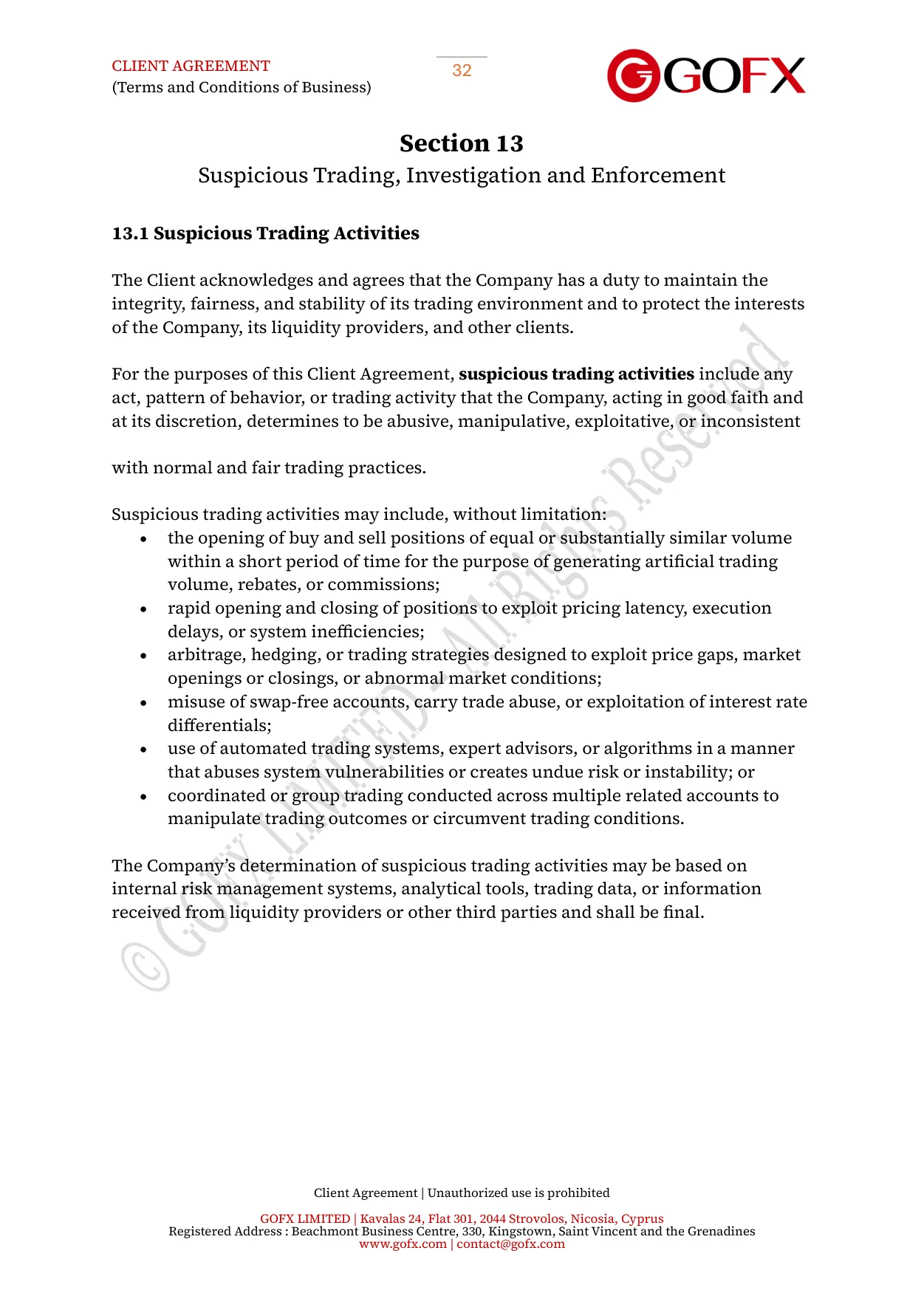 GOFX Client Agreement page 36