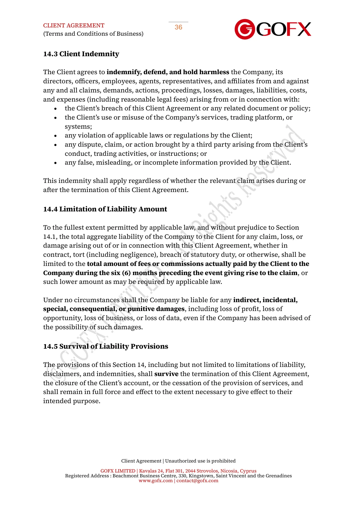 GOFX Client Agreement page 40