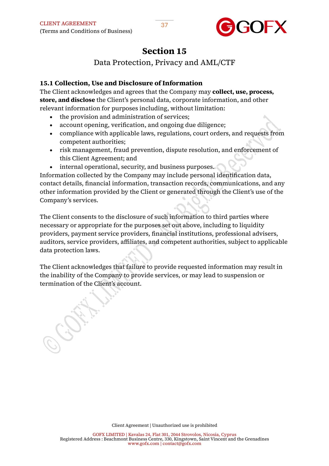 GOFX Client Agreement page 41