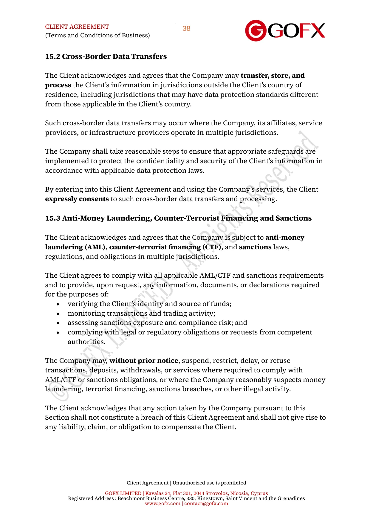 GOFX Client Agreement page 42