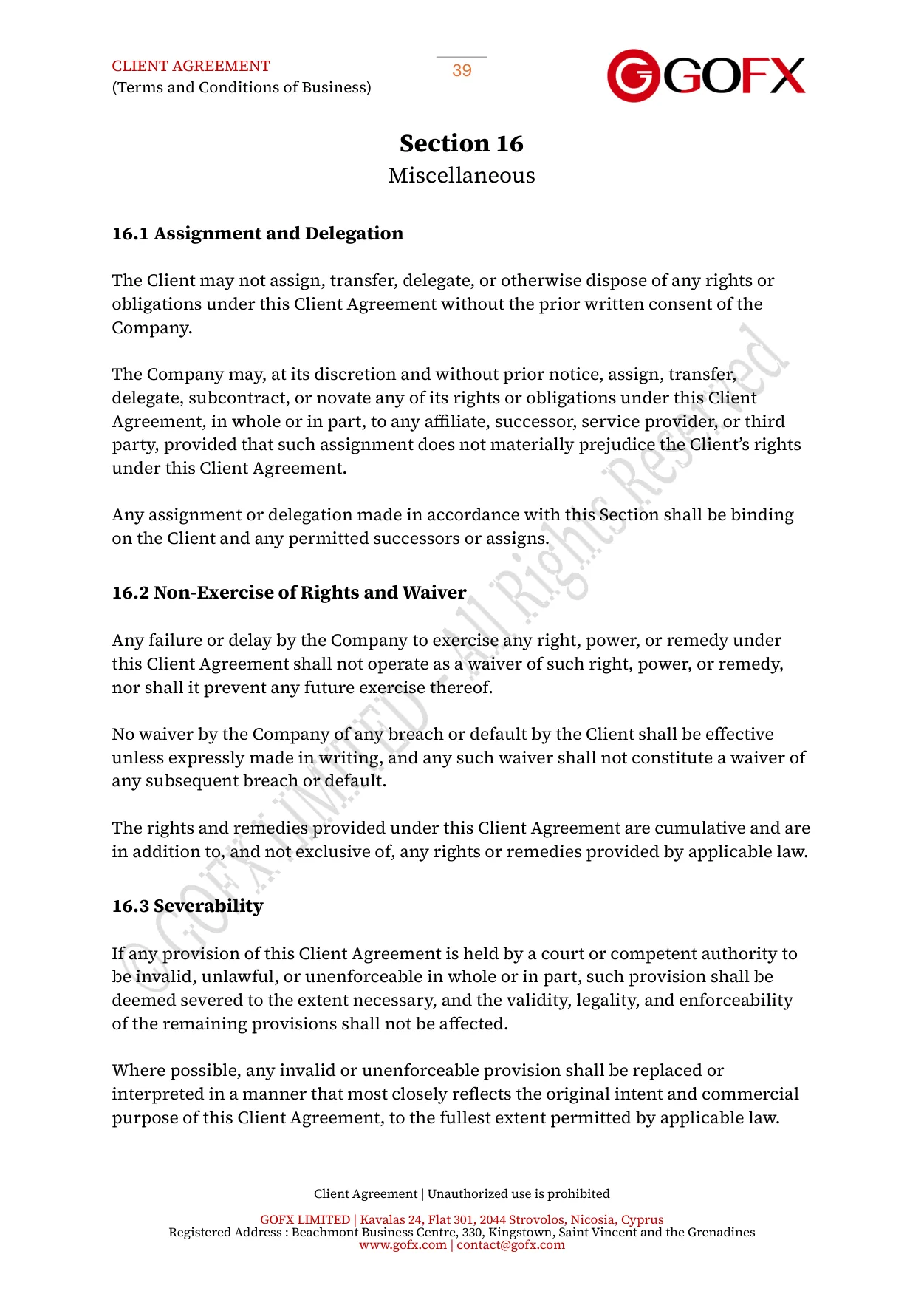 GOFX Client Agreement page 43