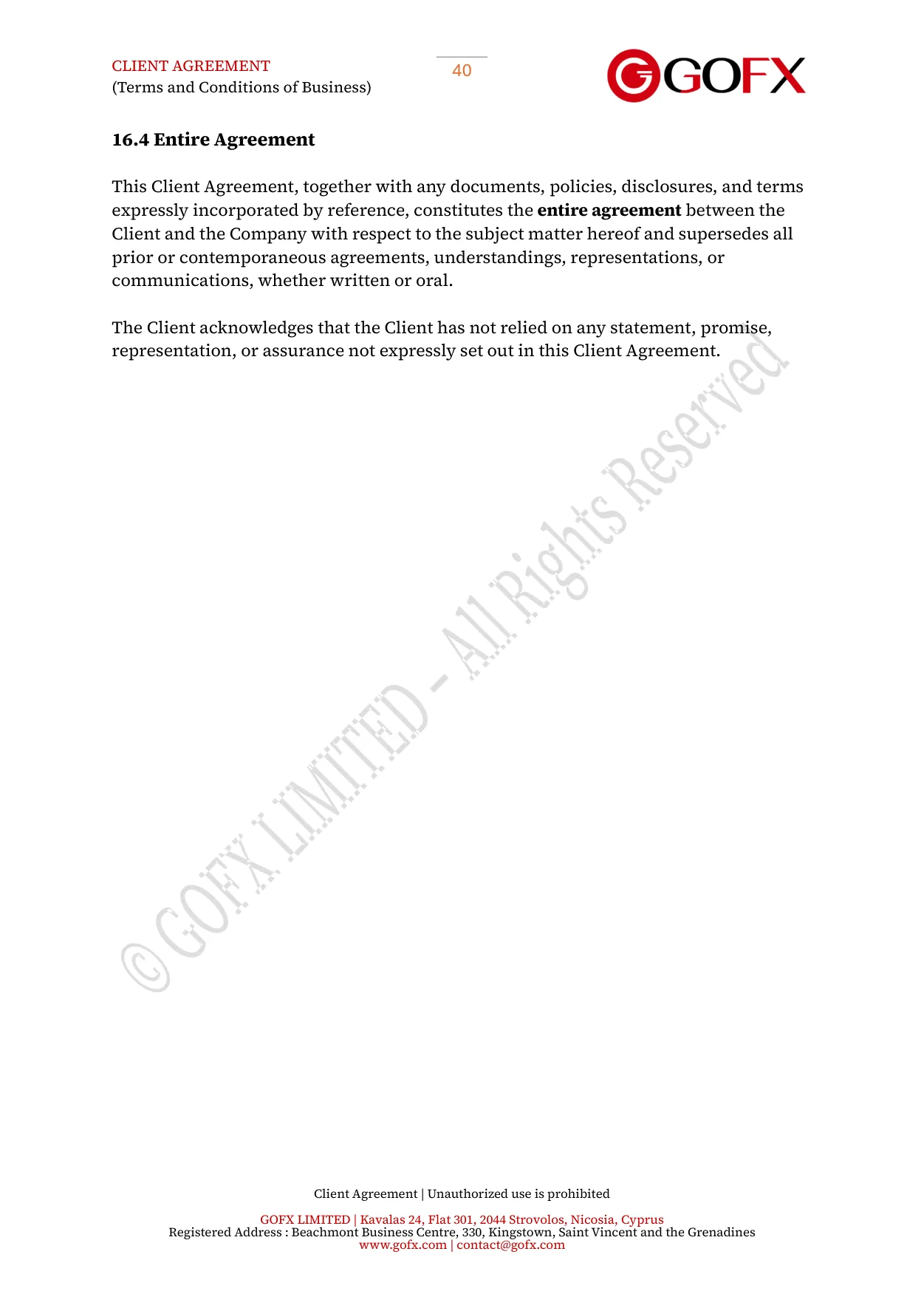 GOFX Client Agreement page 44