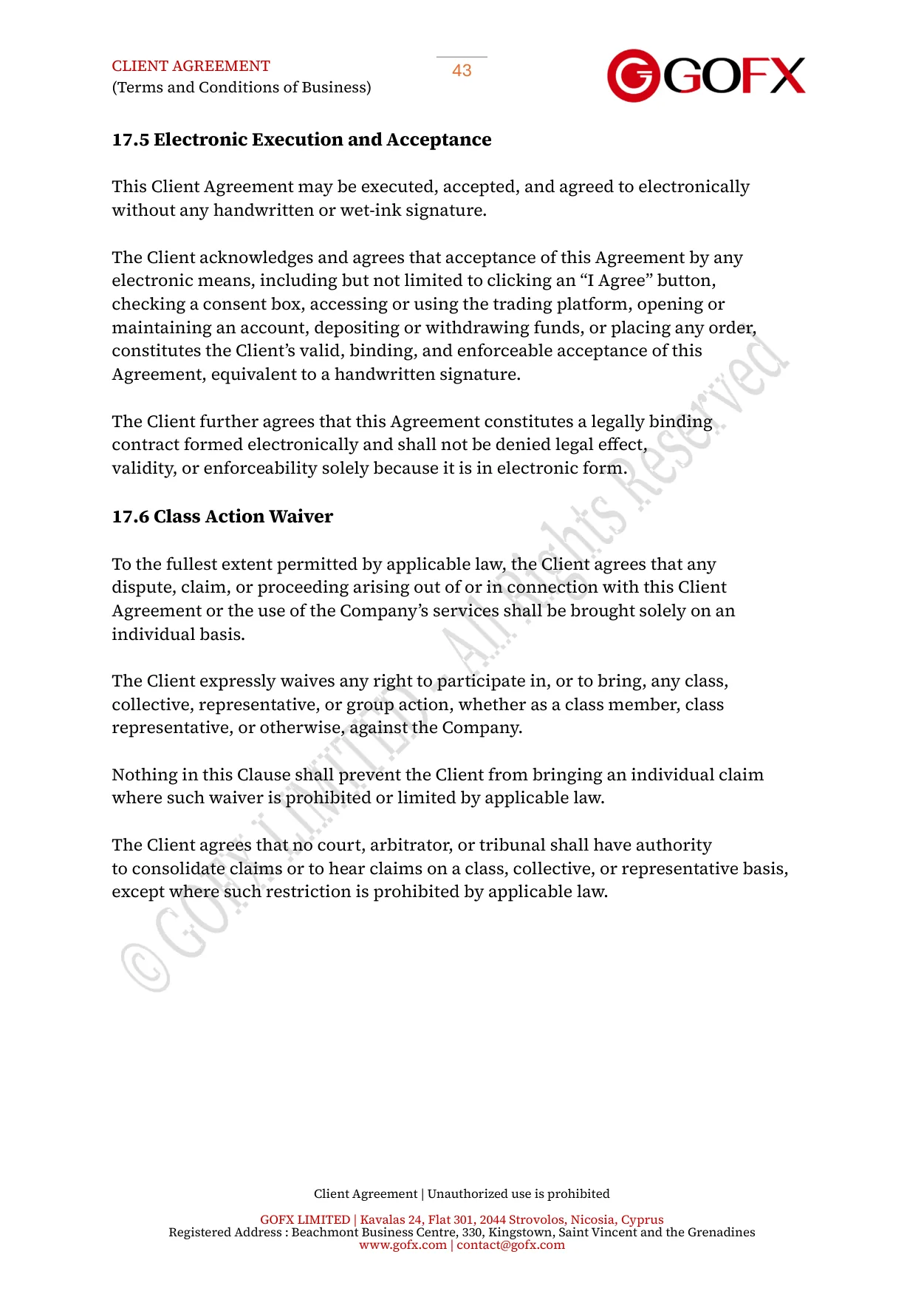 GOFX Client Agreement page 47